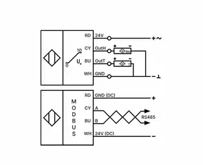 Схема подключения THS-04 и THS-04-Modbus